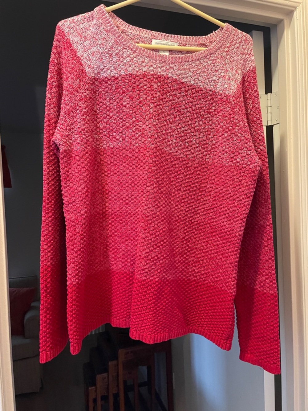 Christopher & Banks Pink/Red Ombre Crewneck Sweater